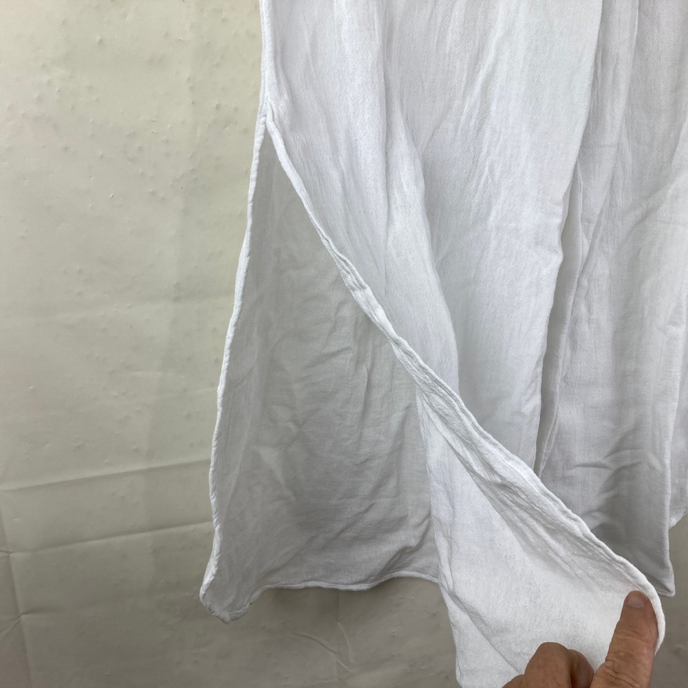 NWT Cotton Natural Sz L Wide Leg Pants White Organic Pima Cotton Boho Beach - Picture 3 of 7